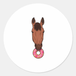 Pegatina Redonda Caballo con donut
