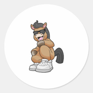 Pegatina Redonda Caballo con zapatos grandes