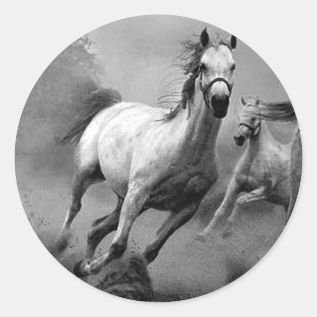 Pegatina Redonda Caballo corriendo (Anverso)