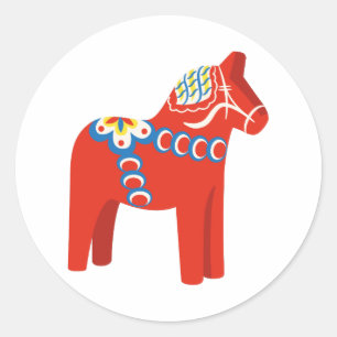 Pegatina Redonda Caballo Dala sueco
