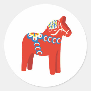 Pegatina Redonda Caballo Dala sueco