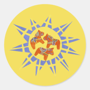 Pegatina Redonda Caballo Dala sueco