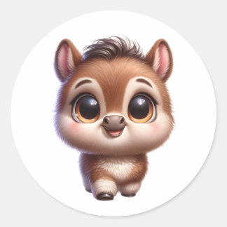 Pegatina Redonda Caballo de bebé