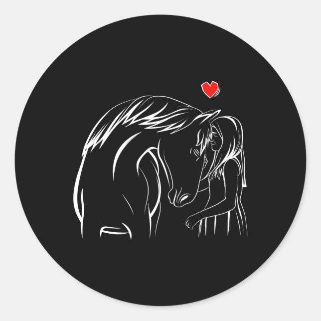 Pegatina Redonda Caballo de equitación (Anverso)