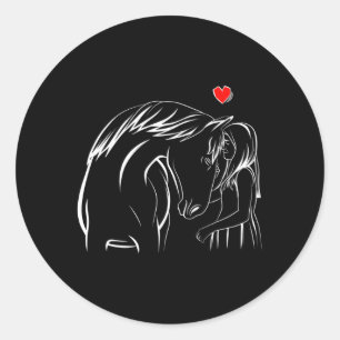 Pegatina Redonda Caballo de equitación