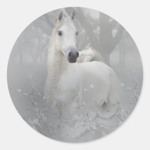Pegatina Redonda Caballo de fantasía