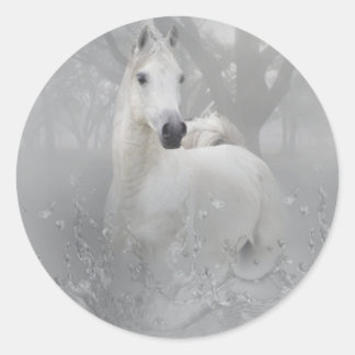 Pegatina Redonda Caballo de fantasía