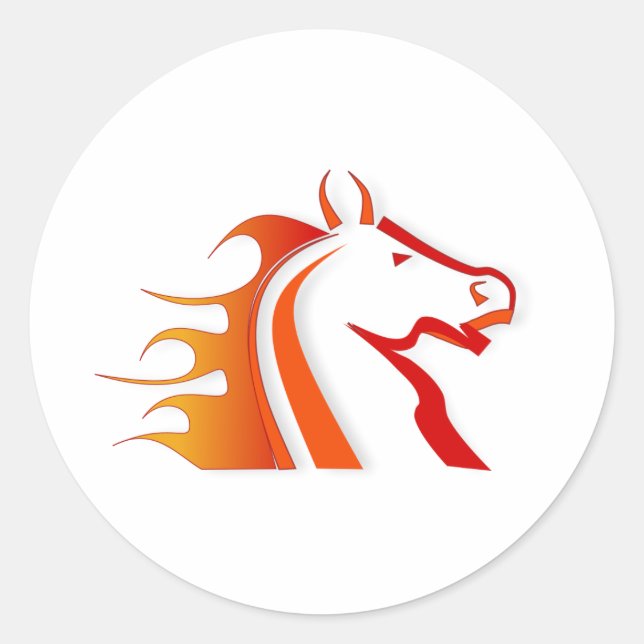 Pegatina Redonda Caballo de Fuego (Anverso)
