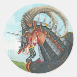 Pegatina Redonda Caballo de Guerra