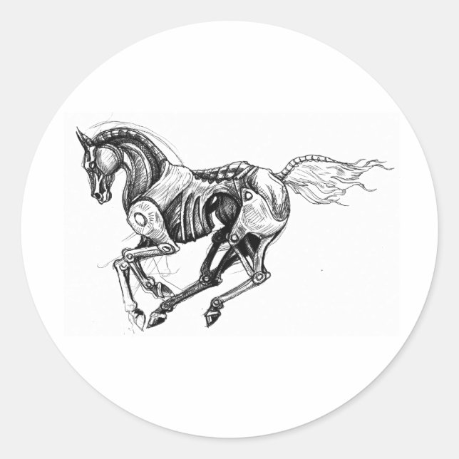 Pegatina Redonda Caballo de Hierro (Anverso)