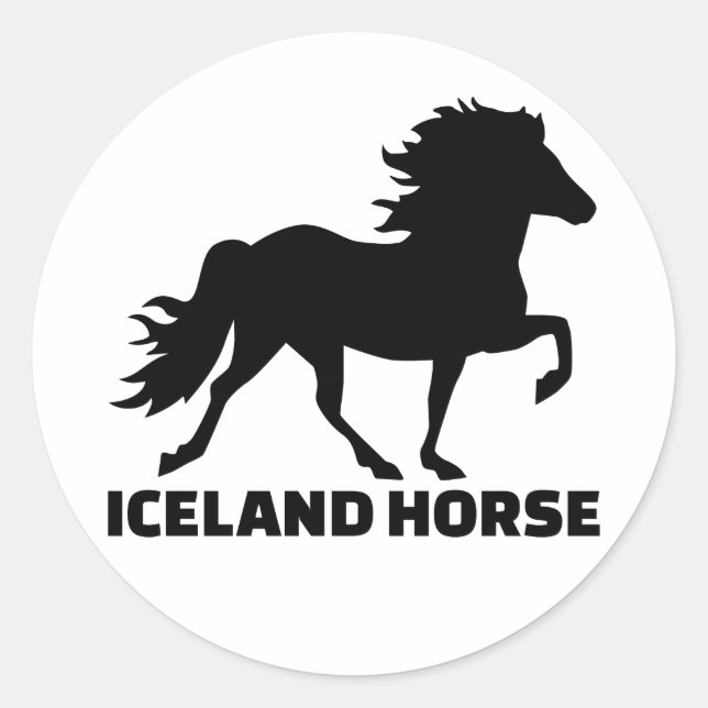 Pegatina Redonda Caballo de Islandia (Anverso)