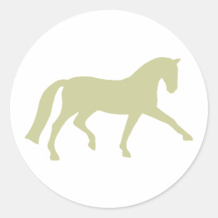 Pegatina Redonda Caballo de protección de trote extendido (verde sa