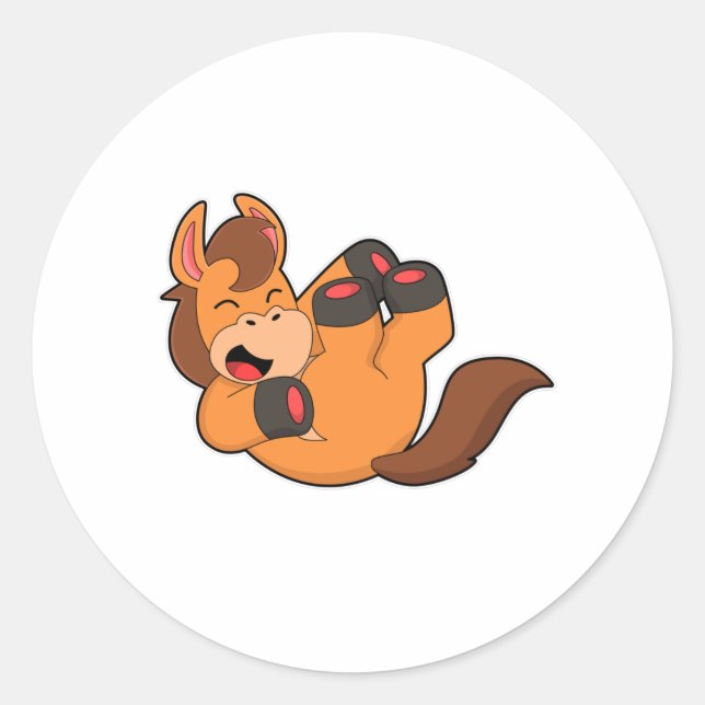 Pegatina Redonda Caballo de risa (Anverso)