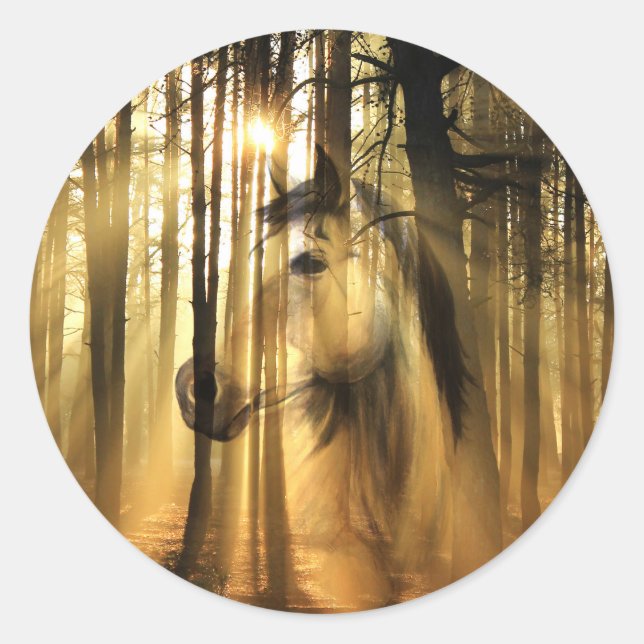 Pegatina Redonda Caballo de sol (Anverso)