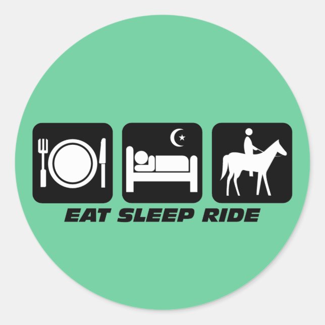 Pegatina Redonda Caballo divertido (Anverso)