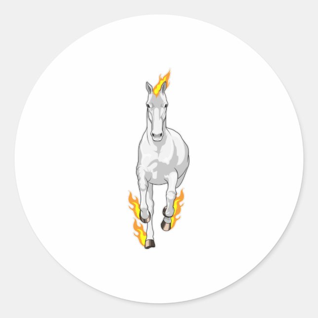 Pegatina Redonda Caballo en llamas (Anverso)