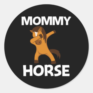 Pegatina Redonda Caballo Guay Para Mujeres Mamá Dabbing Pony Saddle