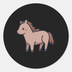Pegatina Redonda Caballo japonés Kawaii Estético Caballo de Caballo