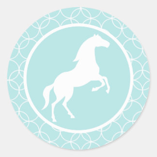 Pegatina Redonda Caballo lindo; Círculos azules para bebés