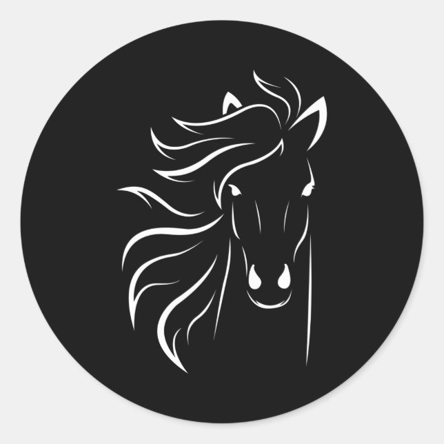 Pegatina Redonda Caballo Motif - Caballo (Anverso)