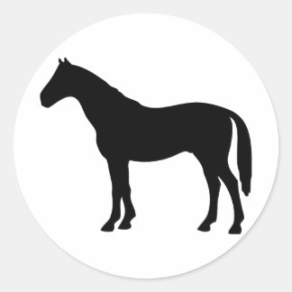 Pegatina Redonda caballo negro - caballos