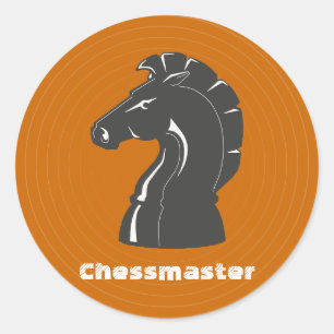 Pegatina Redonda Caballo negro de Chessmaster