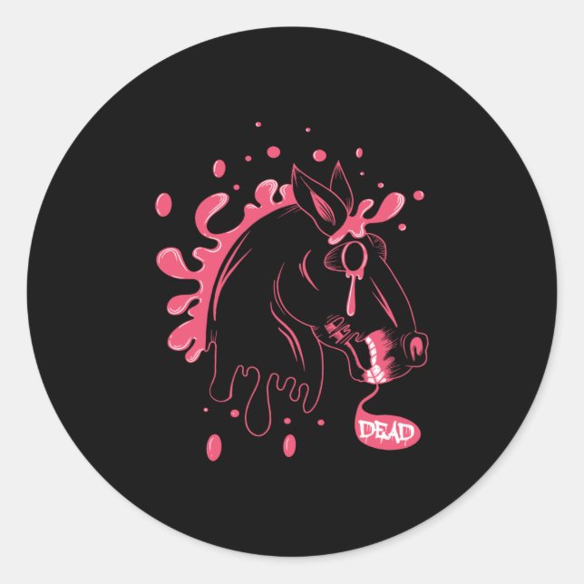 Pegatina Redonda Caballo oscuro (Anverso)
