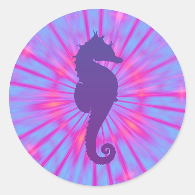 Pegatina Redonda Caballo Purple Magic Sea (Anverso)
