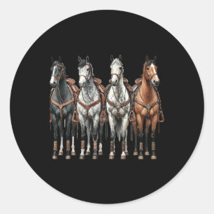 Pegatina Redonda Caballo Retro Oeste Rodeo Cowboy Caballo Ecuestre