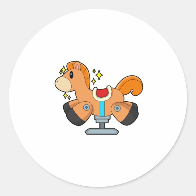 Pegatina Redonda Caballo rocoso (Anverso)