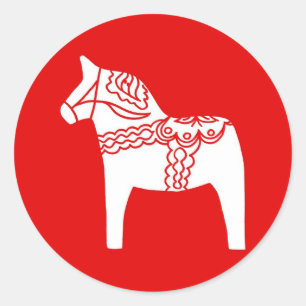 Pegatina Redonda Caballo rojo de Dala