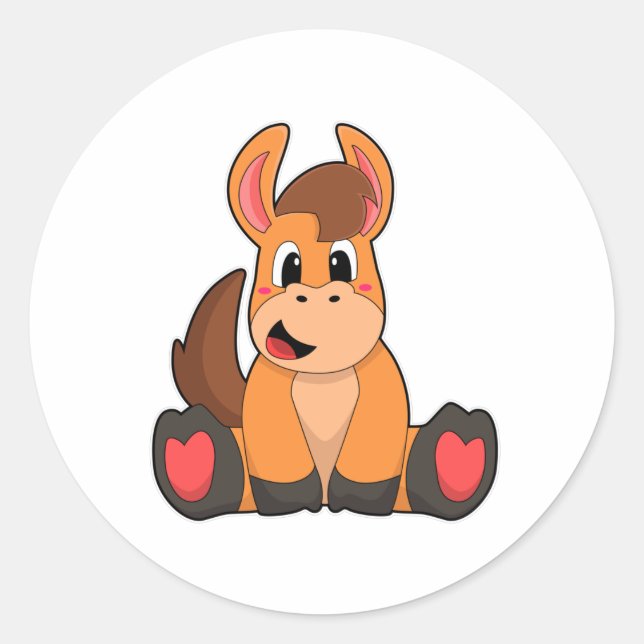 Pegatina Redonda Caballo sentado (Anverso)