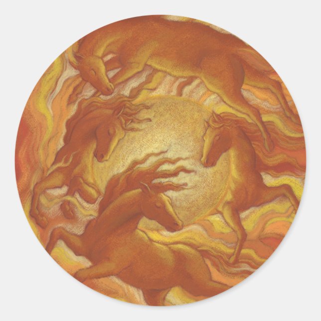 Pegatina Redonda Caballos (Anverso)