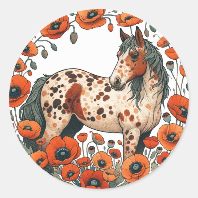 Pegatina Redonda Caballos Appy Appy Appy Appaloosa (Anverso)