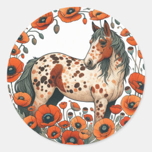 Pegatina Redonda Caballos Appy Appy Appy Appaloosa