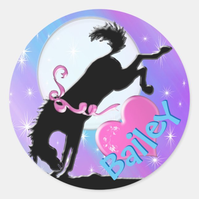 Pegatina Redonda Caballos cardíacos VII (Niebla colorida) (Anverso)