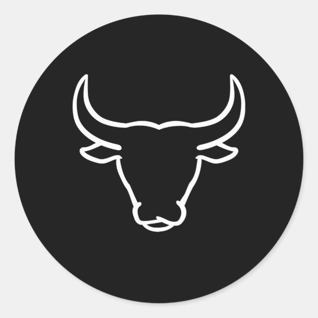 Pegatina Redonda Caballos de cabeza de toro (Anverso)