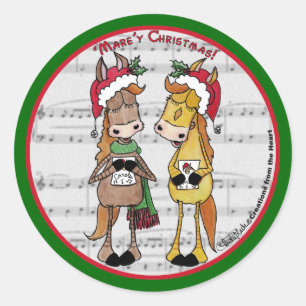 Pegatina Redonda Caballos de carga - Navidades 'Mare'y