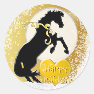 Pegatina Redonda Caballos de Corazón V Vacaciones (Estrellas de Oro