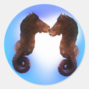 Pegatina Redonda Caballos De Mar Hechos Unos Para Otros