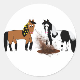 Pegatina Redonda Caballos de Personalizado con sabor