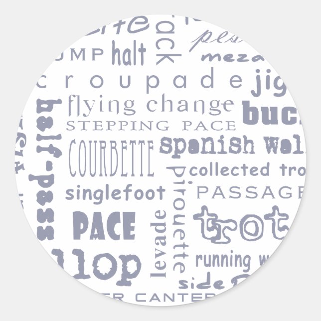 Pegatina Redonda Caballos Gaits (Anverso)