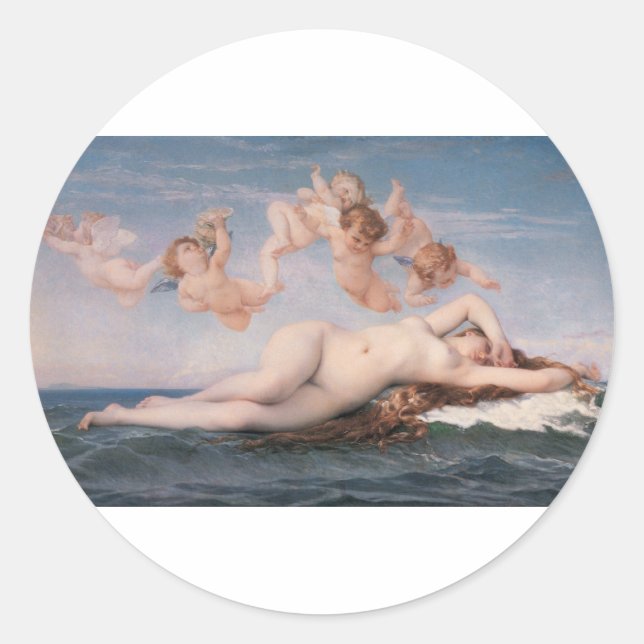 Pegatina Redonda Cabanel Alexandre El nacimiento de Venus 1863 (Anverso)