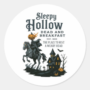 Pegatina Redonda Cabecera de Halloween Sleepy Hollow Vintage