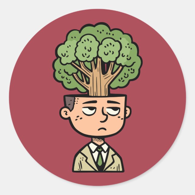 Pegatina Redonda Cabeza de árbol (Anverso)