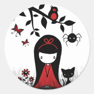 Pegatina Redonda Cabeza de cinta roja pequeña