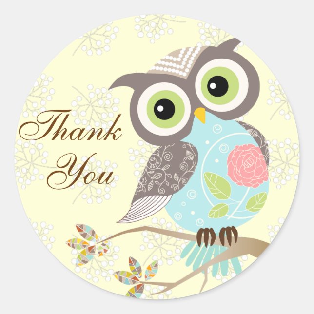 Pegatina Redonda Cabeza de Cocina Nueva Lechuza Fancy Gracias Pegat (Anverso)