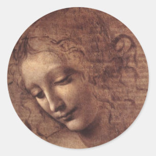 Pegatina Redonda Cabeza de la hembra de Scapigliata del La