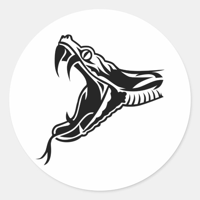 Pegatina Redonda Cabeza de la serpiente (Anverso)