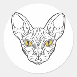 Pegatina Redonda Cabeza de línea gato egipcio - Elija color de fond